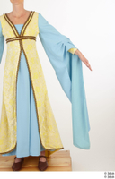  Photos Woman in Historical Dress 13 15th century Medieval clothing arm blue Yellow and Dress sleeve upper body 0002.jpg